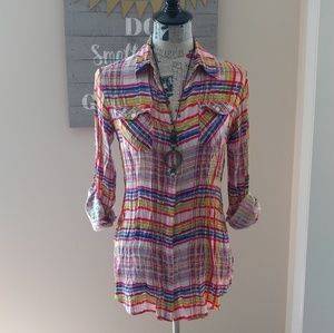 CAbi button front plaid shirt